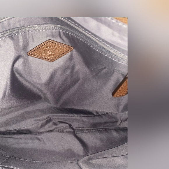 Fossil Elise Brown Pebbeled Leather Crossbody Bag Purse Clean! - Picture 4 of 7